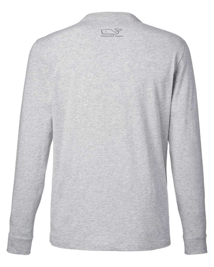 vineyard vines Unisex Long Sleeve Pocket T-Shirt V021214 #color_Grey Heather/ Blue Blazer