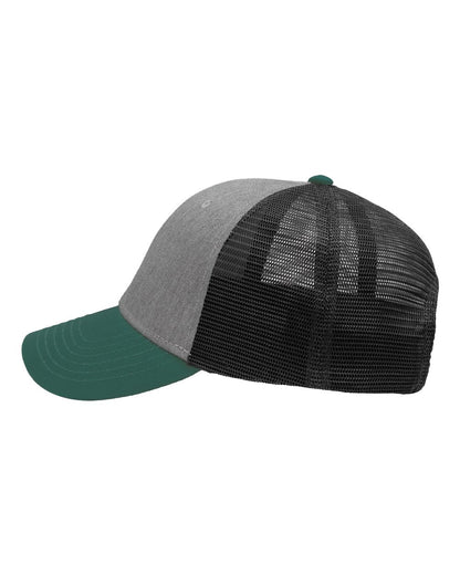 Sportsman Traditional Lo-Pro Mesh Back Trucker Fit Cap SP1450 #color_Heather Grey/ Charcoal/ Forest Green