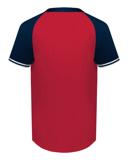 Augusta Sportswear Cutter Henley Jersey 6905 #color_Scarlet/ Navy