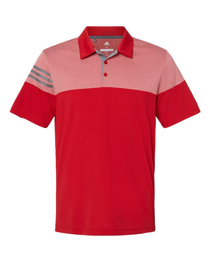 Adidas Heathered 3-Stripes Colorblocked Polo A213 #color_Power Red