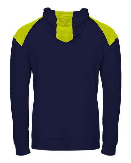 Badger Breakout Performance Fleece Hooded Sweatshirt 1440 #color_Navy/ Safety Yellow