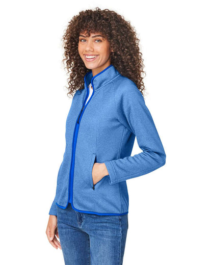 CORE365 Women's Venture Heathered Stripe Full-Zip CE72W #colormdl_True Royal/ White