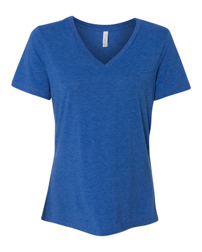 BELLA + CANVAS Women's Relaxed Triblend Short Sleeve V-Neck Tee 6415 #color_True Royal Triblend