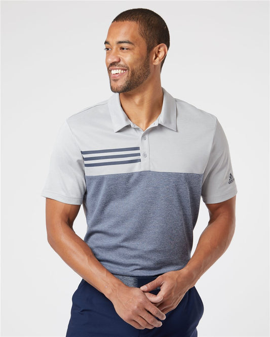 Adidas Heathered Colorblocked 3-Stripes Polo A508