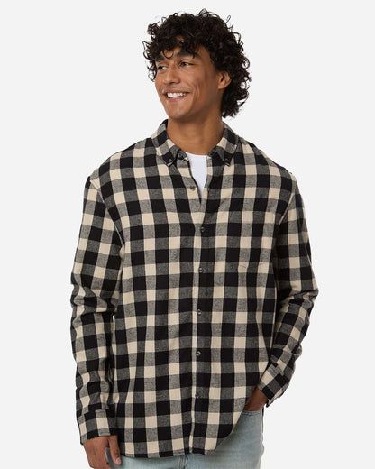 Boxercraft Men's Flannel Button Down Shirt BU7401 #colormdl_Black/ Ecru Buffalo Plaid