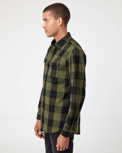 Burnside Men's Snap Front Plaid Flannel Shirt 8219 #colormdl_Army/ Black