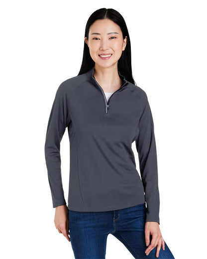 CORE365 Women's Origin Performance Pique Quarter-Zip Pullover CE418W #colormdl_Carbon/ Black