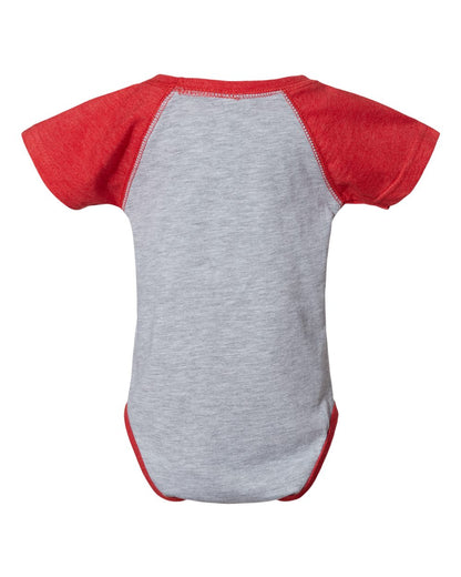 Rabbit Skins Infant Baseball Fine Jersey Bodysuit 4430 #color_Vintage Heather/ Vintage Red