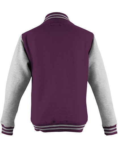 AWDis Unisex Letterman Jacket JHA043 #color_Burgundy/ Heather Grey