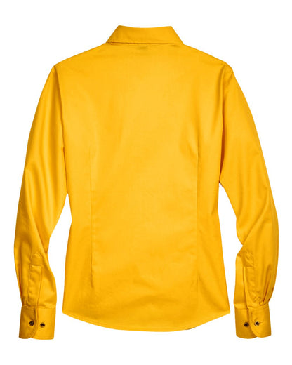 Harriton Women's Easy Blend™ Long Sleeve Twill Dress Shirt with Stain-Release M500W #color_Sunray Yellow