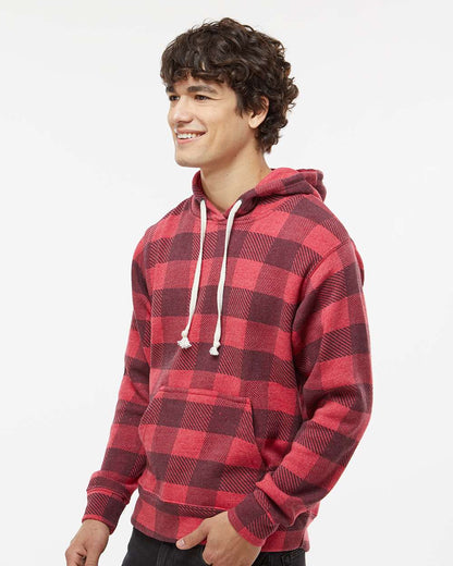 J. America Men's Triblend Fleece Hooded Sweatshirt 8871 #colormdl_Red Triblend Buffalo