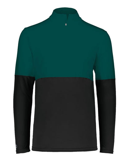 Holloway Men's Momentum Team Quarter-Zip Pullover 223500 #color_Black/ Dark Green