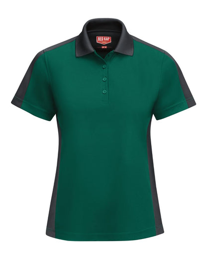 Red Kap Women's Performance Knit Two-Tone Polo SK53 #color_Hunter Green/ Charcoal