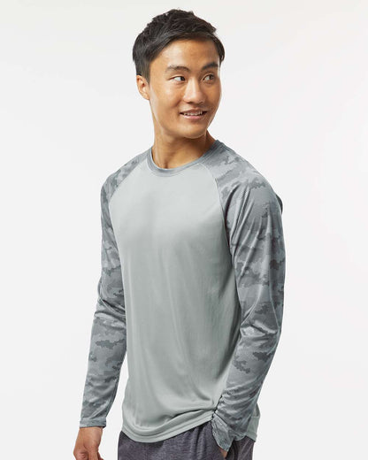 Paragon Unisex Cayman Performance Camo Colorblocked Long Sleeve T-Shirt 216 #colormdl_Medium Grey