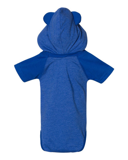 Rabbit Skins Infant Fine Jersey Raglan Bodysuit with Hood & Ears 4417 #color_Vintage Royal/ Royal