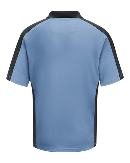 Red Kap Men's Performance Knit Two Tone Polo SK54 #color_Medium Blue/ Charcoal