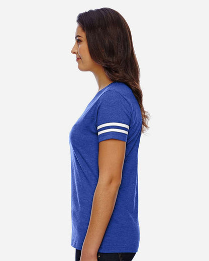LAT Women's Football V-Neck Fine Jersey Tee 3537 #colormdl_Vintage Royal/ White