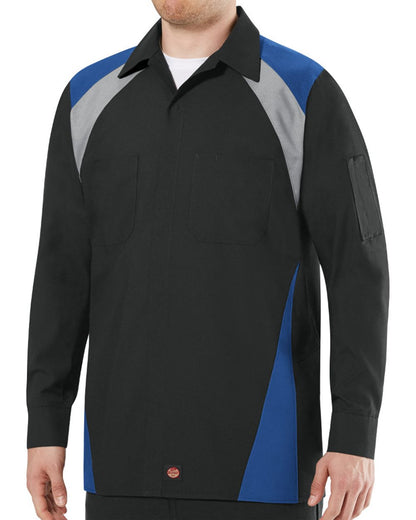 Red Kap Men's Tall Long Sleeve Tri-Color Shop Shirt SY18T Red Kap Men's Tall Long Sleeve Tri-Color Shop Shirt SY18T