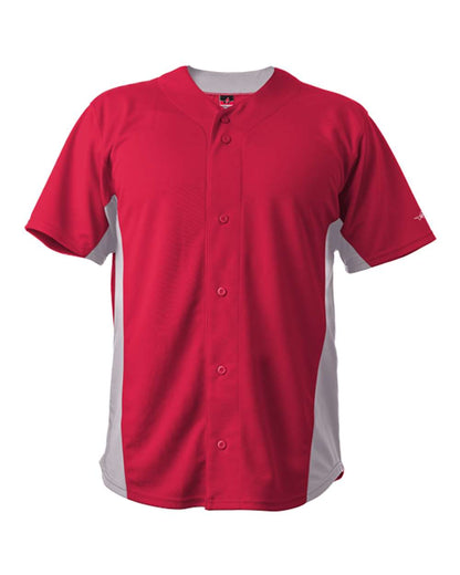 Alleson Athletic Crush Full Button Baseball Jersey 566BFJ #color_Red/ Grey/ White