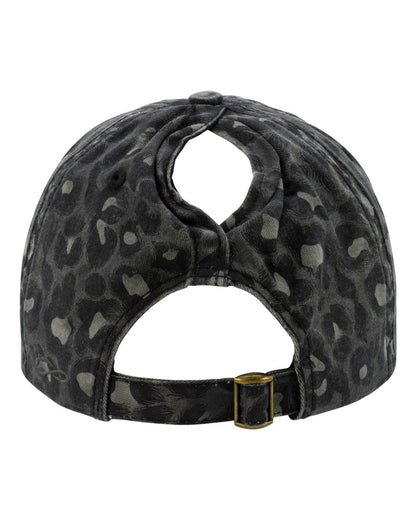 Infinity Her Women's Garment-Washed Fashion Print Cap HATTIE #color_Black Leopard