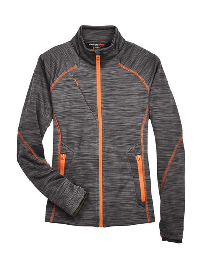 North End Women's Flux Mélange Bonded Fleece Jacket 78697 #color_Carbon/ Orange Soda