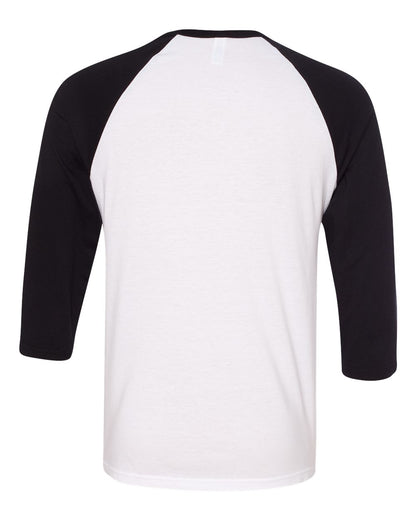 BELLA + CANVAS Unisex Three-Quarter Sleeve Baseball Tee 3200 #color_White/ Black