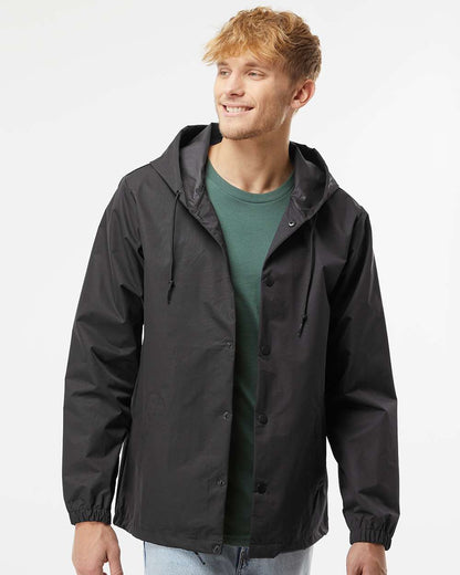 Independent Trading Co. Water-Resistant Hooded Windbreaker EXP95NB #colormdl_Black/ Black