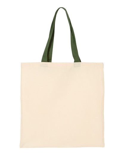 Q-Tees Economical Tote with Contrast-Color Handles QTB6000 #color_Natural/ Forest