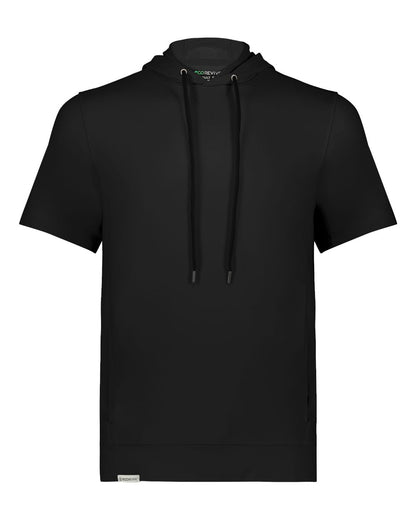 Holloway Youth Eco Revive™ Ventura Soft Knit Short Sleeve Hooded Sweatshirt 222605 #color_Black