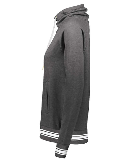 Holloway Women's All-American Fleece Funnel Neck Sweatshirt 229763 #color_Carbon Heather/ White
