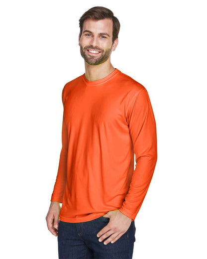 UltraClub Men's Cool & Dry Sport Long Sleeve Performance Interlock T-Shirt 8422 #colormdl_Bright Orange
