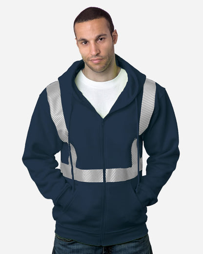 Bayside USA-Made Hi-Visibility Full-Zip Hooded Sweatshirt - Segmented Tape 3737 Bayside USA-Made Hi-Visibility Full-Zip Hooded Sweatshirt - Segmented Tape 3737