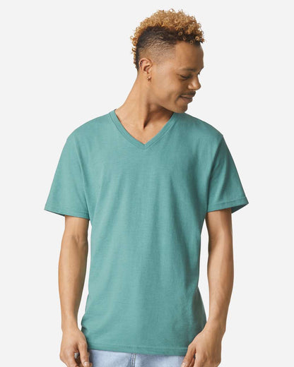 American Apparel Unisex CVC V-Neck Tee 2006CVC #colormdl_Heather Arctic