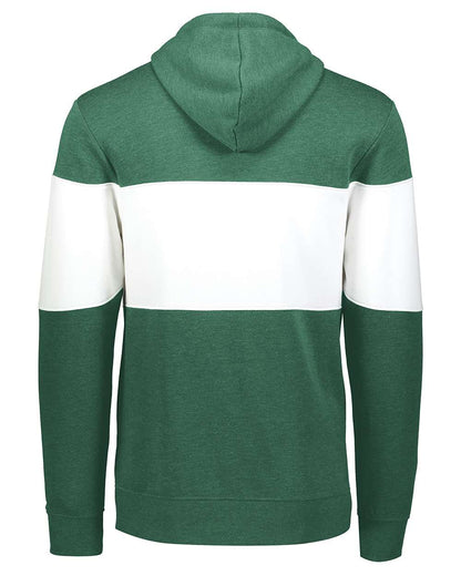 Holloway Men's All-American Fleece Colorblocked Hooded Sweatshirt 229563 #color_Dark Green Heather/ White