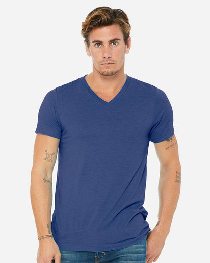 BELLA + CANVAS Unisex Triblend V-Neck Tee 3415 #colormdl_True Royal Triblend