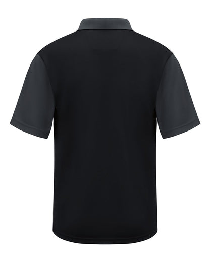 Red Kap Men's Performance Knit Color-Block Polo SK56 #color_Black/ Charcoal