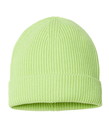 Atlantis Headwear Sustainable Fine Rib Cuffed Beanie ANDY #color_Acid Green