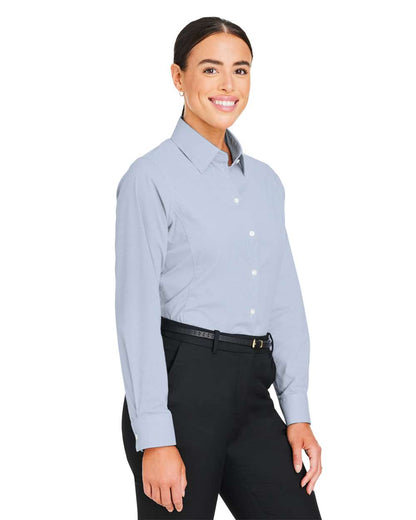 Devon & Jones Women's CrownLux Performance® Microstripe Dress Shirt DG537W #colormdl_Navy/ White