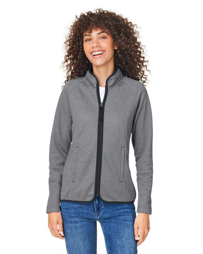 CORE365 Women's Venture Heathered Stripe Full-Zip CE72W #colormdl_Black/ White