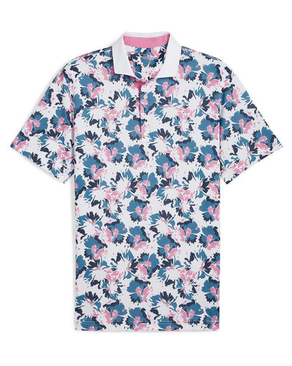 Puma Golf Men's Pique Borrego Polo 626991 #color_White Glow/ Blue Horizon