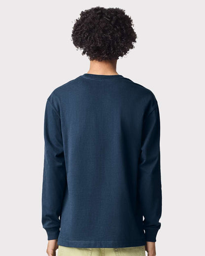 American Apparel Unisex Super Heavyweight Long Sleeve Pocket Tee 9410 #colormdl_Sea Blue