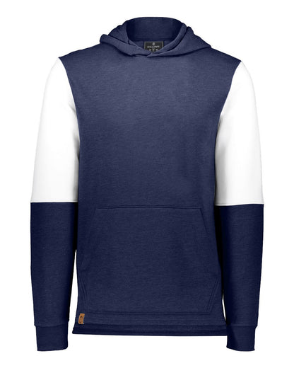 Holloway Youth All-American Team Fleece Colorblocked Hooded Sweatshirt 222681 #color_Navy Heather/ White