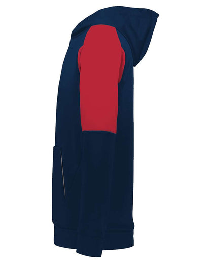 Holloway Youth Blue Chip Hooded Sweatshirt 222640 #color_Navy/ Scarlet