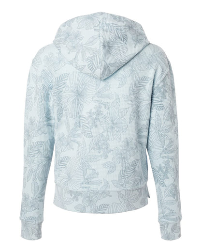 MV Sport Women's Maddie Floral Print Hooded Sweatshirt W24105 #color_Arctic Blue