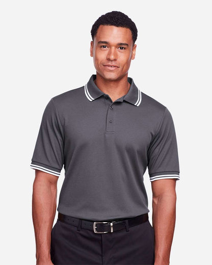 Devon & Jones Men's CrownLux Performance® Plaited Tipped Polo DG20C #colormdl_Graphite/ White