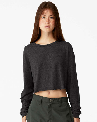 BELLA + CANVAS FWD Fashion Women's Crop Long Sleeve Tee 6501 #colormdl_Dark Grey Heather