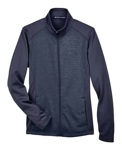Devon & Jones Women's Newbury Colorblock Mélange Fleece Full-Zip Jacket DG796W #color_Navy/ Navy Heather