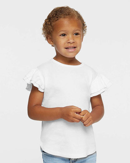 Rabbit Skins Toddler Flutter Sleeve Tee 3339 #colormdl_White