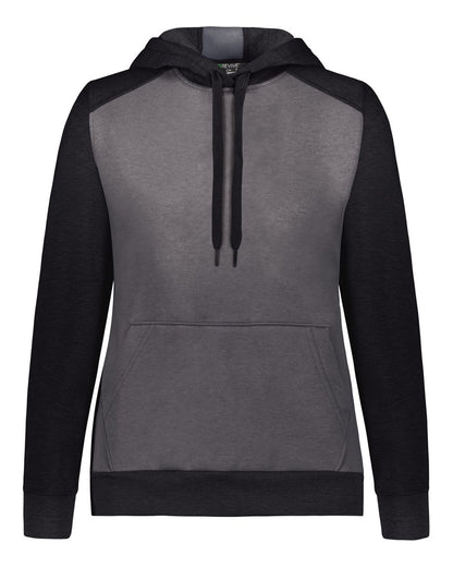 Augusta Sportswear Women's Eco Revive™ Three-Season Triblend Fleece Hooded Sweatshirt 6867 #color_Carbon Heather/ Black