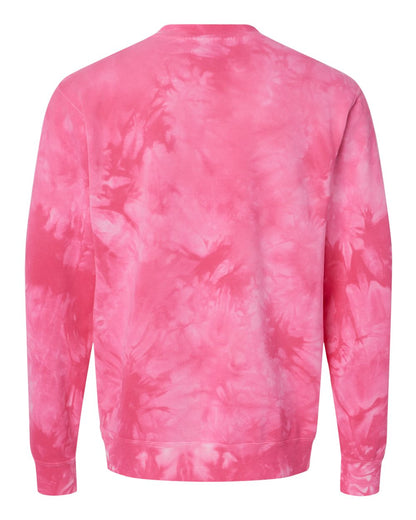 Independent Trading Co. Midweight Tie-Dyed Crewneck Sweatshirt PRM3500TD #color_Tie Dye Pink